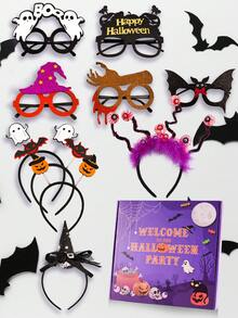 10Pcs Halloween Novelty Letter Ghost Spooky Little Devil Glasses Set, Funky Adjustable Eyewear With Playful Alphabet Ghost Charms, Cosplay Accessories For Halloween Parties Costume Contest Trick Or Treat, Perfect For Spooky Photo Booths Themed Events Festive Gatherings, Great Gift For Friends Family Colleagues Who Love Unique Fashion, Home Decor Room Decor Halloween Decor