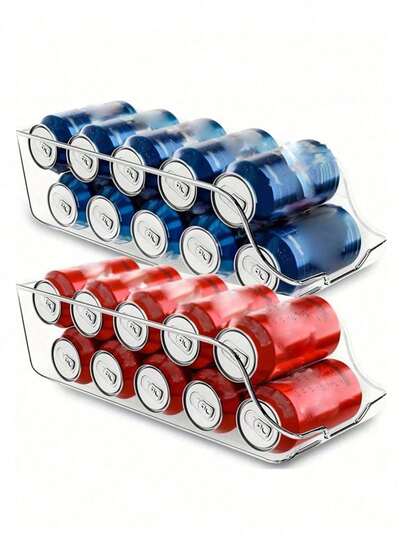 1 厨房食品储存罐整理器、冰箱汽水罐整理器、食品储存罐整理器、冰箱和冰柜整理器、可容纳食品和汤罐、透明堆叠罐分配器、厨房配件、万圣节、圣诞节