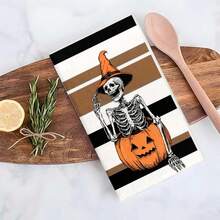 1 Set/1 Stück/2 Stücke Halloween Kürbis Schädel Muster Geschirrtücher, geeignet für Restaurants, Küchen, Badezimmer, tägliche Dekoration, tägliche Familienfeiern, Heimdekoration und bunte Haushaltsgegenstände. Sie können auch als Geschenke verwendet werden. - Verschiedenfarbig - Übersicht 10