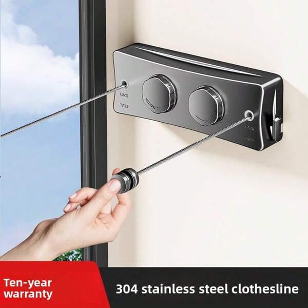 حبل غسيل قابل للسحب غير مرئي للشرفة الداخلية، حبل غسيل من سلك الصلب قابل للسحب للحمام، حبل غسيل قابل للسحب مزدوج للشرفة الداخلية غير مثقوب، أداة حبل غسيل قابل للسحب غير مرئي للحمام، حبل غسيل من حبل سلك الصلب