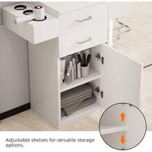 Salon Station For Hair Stylist, Salon Station With Barber Cabinet, Hair Stations Equipment Hair Dryer Holder, Drawers, Storage Cabinet For Hair Styling, White/ Black/ Pink - trắng - Xem 6