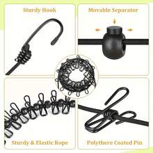 Tendedero de viaje portátil con 12 clips, cuerda de secado de ropa retráctil de plástico antideslizante para el hogar, viajes y colgar al aire libre. - Blanco - Ver 3