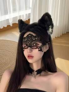 10 piezas Máscara de encaje para los ojos, máscara de encaje sexy para fiestas, cosplay, regalo íntimo - Negro - Ver 7