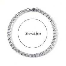 1 Piece Men's Simple Stainless Steel Silver Chain Bracelet Hip-Hop Punk Style Fashion  Party Gift - bạc - Xem 2