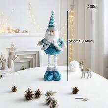 1pc New Expandable Christmas Decoration Blue Santa Snowman Reindeer Figurine, Christmas Gift, Thanksgiving Decor, New Year Decor Home Decor Christmas Decorations Room Decor