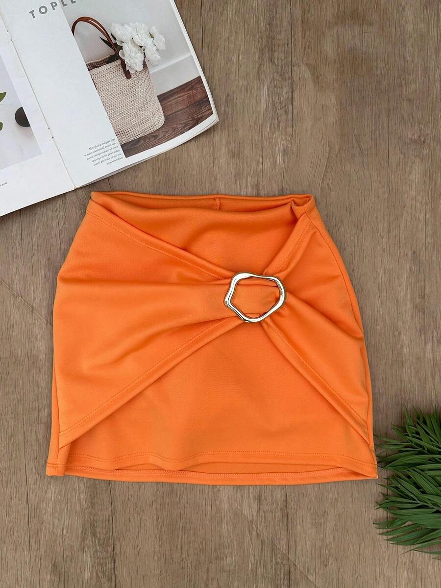 JING MODAS Skirt With Shorts\Knitwear\Women's Fashion - 橘色 - 查看 1