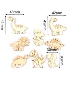 25/50 Pcs DIY Wooden Cartoon Dinosaur Craft Set - Unfinished Hollow Cut Painting And Decoration, Perfect For Home, Wedding, Party, Birthday - Multicolor - View 4
