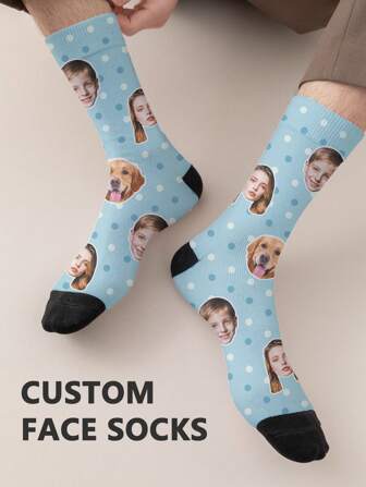 1 Pair Of Men's Mid Length Socks,Custom Dog Face Socks, Personalized Pet Face Socks With Photo Customized Funny Crew Sock Gifts For Men, Custom Valentine's Day Birthday Gifts Gag Gifts For Pet Lover,Customized Men Socks,Street Casual Chic, Fall,Dawg,Colorful,Cute,Adorable,Contracted,Funny,Custom,Unique,Customized,Personalized,Ideal Gifts For Him,Ideal Gifts For Her,Boyfriend,Girlfriend,Family,Friends,Her,Gymboy