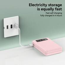 Bộ sạc điện thoại mini di động 10000mAh 5 màu tùy chọn, Đầu ra 4 USB, Tích hợp Type-C, Micro, Dùng để sạc cáp cho iPhone, Bộ pin USB-A mỏng và nhẹ, Sạc điện thoại ngoài, Thích hợp cho iPhone 6 7 8 X XR 11 12 13 14 15 16 Pro Max Series Sạc siêu nhanh, Màn hình hiển thị nguồn LED, Thiết bị sạc di động có cổng USB và Type-C, Pin lithium polymer an toàn và ổn định Thích hợp cho các hoạt động vui chơi ngoài trời, Mua sắm, Du lịch, Nguồn điện di động cho Apple iPhone, iPad, Điện thoại Android, Quà tặng cho gia đình, bạn bè, Sinh nhật, Giáng sinh, Mùa đông, Năm mới - Hồng - Xem 7