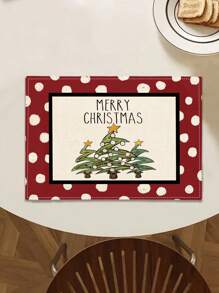 1 Stück Tischläufer mit Weihnachtsmuster, 4 Stücke Tischsets mit Weihnachtsmuster, geeignet für Feiertage, Partys, Geburtstage, Abendessen, Küchen- und Esszimmer Tischdekoration, ganzjährige Heim- und Wohnzimmer Dekoration