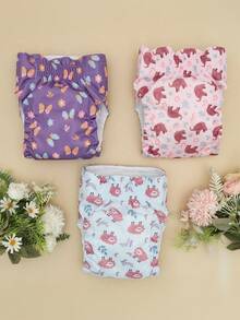 3片装可重复使用、可水洗的高品质狗狗尿布，时尚图案，适合小型和中型犬、幼犬和哺乳期母犬，保暖内裤 - 彩色 - 查看 6