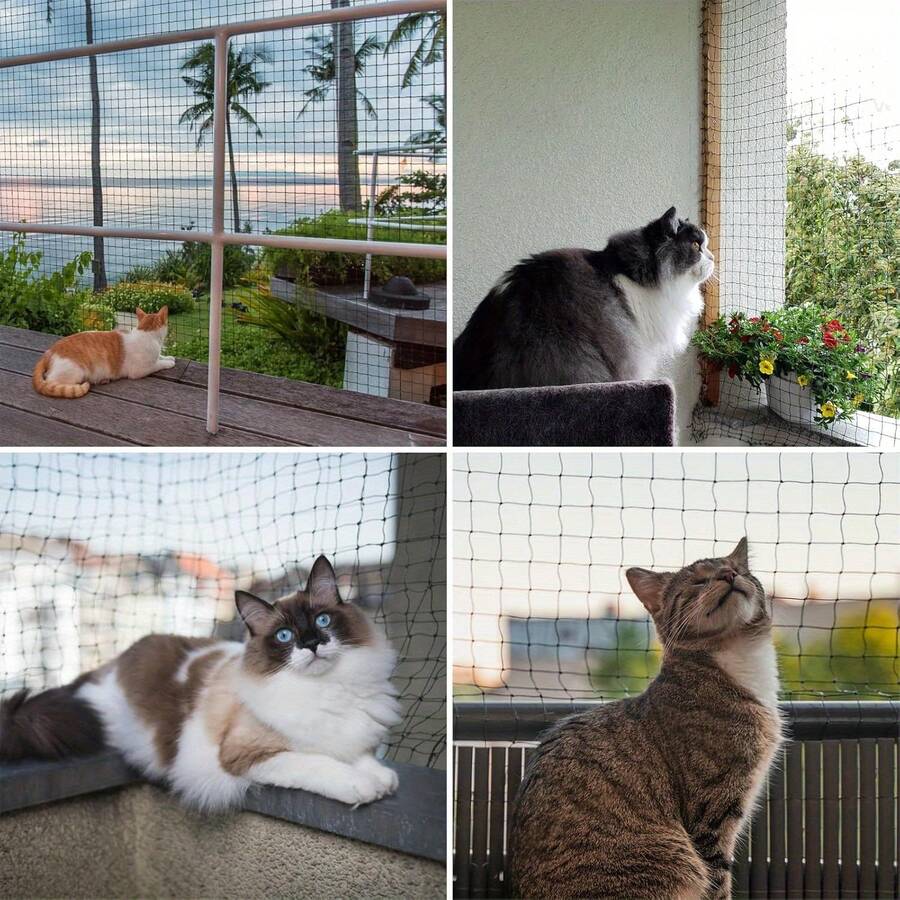 Extra Large Cat Safety Net - Heavy Duty Anti-Fall Window, Balcony, Yard Netting - Large Coverage, Easy Indoor/Outdoor Installation - Suitable For Multi-Cat Households - Black Grid, Pet Safety Net, Yard Boundary Setting - Multicolor - View 1