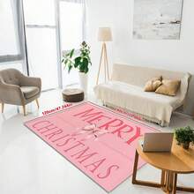 Pink Bow Decor Christmas Welcome Mat - Machine Washable, Low Pile Polyester Carpet, Suitable For Entryway, Bedroom - Rectangular, Indoor Holiday Decor - Holiday Pink Christmas Rug, Holiday Decoration Entryway Decor Bathroom Kitchen Decor Kitchen Rug