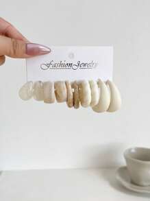 1set/5pairs Cross-Border Comma & Water Drop Shape Lovely & Earrings & Simple C Stud Earring Set