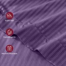 Lux Decor 4 Pc Stripe Bed Sheets, High GSM Brushed Microfiber Bedding Set With Deep Pocket Fitted Sheet & Pillowcases. Soft, Breathable, Hypoallergenic, Easy Care, And Wrinkle Resistant For Year-Round Comfort And A Classic Hotel-Quality Look. - 紫色 - 查看 9