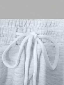 HESSEN 女士两件套，字母印花圆领短袖T恤和短裤，休闲宽松压纹图案T恤和短裤两件套，浅灰色短裤和T恤套装，适合假日、度假、派对、返校、复活节、母亲节等场合。 - 淺灰色 - 查看 5