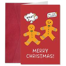1pc Funny Christmas Gingerbread Man Greeting Card With Envelope - Hilarious Festive Christmas Card For Friends And Family, Perfect For Holiday Greeting And Parties
