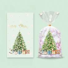 50个圣诞节主题礼品袋，抽绳包装袋，万圣节糖果饼干包装，圣诞老人图案纪念品礼品袋包装袋 - 彩色 - 查看 7