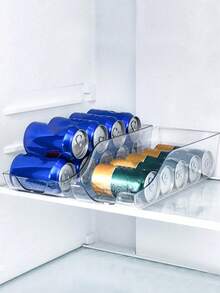 1 厨房食品储存罐整理器、冰箱汽水罐整理器、食品储存罐整理器、冰箱和冰柜整理器、可容纳食品和汤罐、透明堆叠罐分配器、厨房配件、万圣节、圣诞节 - 彩色 - 查看 12