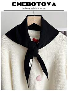 1PC Autumn Decorative Solid Color Wool Knit Triangle Scarf Women's Outerwear Fake Collar Decorative Air-Conditioned Room Scarf Fashion Shawl - Multicolor - View 11