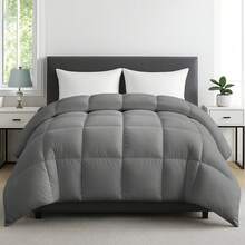 1 Pc Lux Decor Down Alternative Comforter – Soft Breathable All Season Quilt With Corner Tabs – Lightweight Hotel-Quality Bedding For Winter Sleeping – Box Stitching For Fluffiness – Versatile Bedroom Decor – Back To School, Graduation Gifts, Home Decor – Cozy, Cozy Quilt, Plush Comforter, Luxury Winter Bedding, Valentine's Day Cozy Night, Spring Lightweight Bedding, All-Season Warmth, Duvet Insert, Cozy Blanket, Fluffy Fill, Box Stitch Design, Reversible Design, Hotel Collection Style, Soft Touch Fabric, Easy Wash Bedding, Daily Living, Home Basic, Family Use - 灰色 - 查看 1