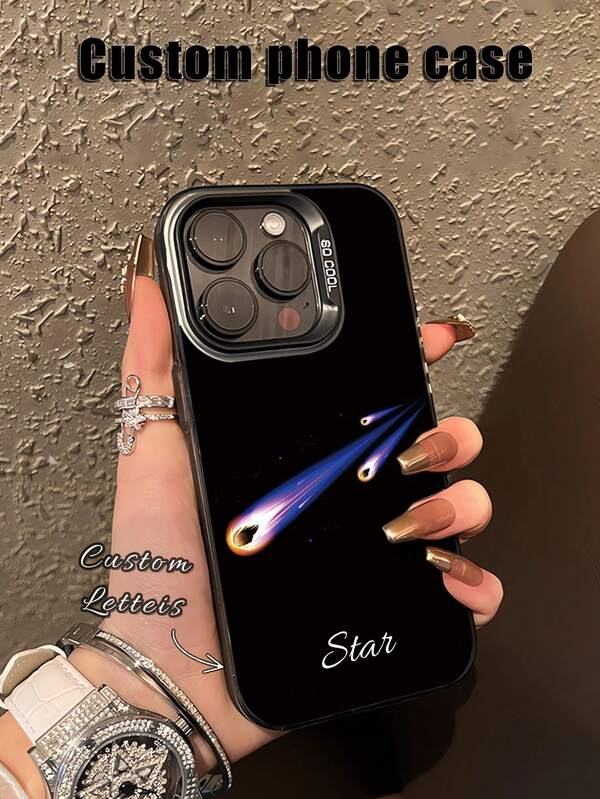 1 pieza Funda de teléfono personalizada con diseño de estrella fugaz DIY, compatible con Samsung S24 Ultra/S23 Ultra y compatible con iPhone 16 Pro Max/15 Pro/14 Plus/13 Pro/12 Pro Max/11/7P/XS/XR, material de PC duro, regalo para amigos