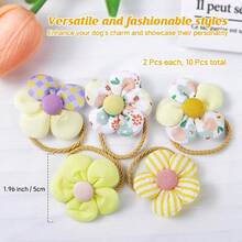LAXDAMRE-180+ Pcs Blue Dog Hair Accessories Set,Small Dog Hair Bows With Rubber Bands,Cute Puppy Hair Ties,Bowties Small Dogs Cats,Dog Hair Clip,Floral Bell Collar,Flower Scrunchie-2025 - 黃色 - 查看 2