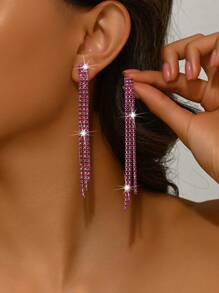 Women's Wedding Jewelry Fully Rhinestone Earrings, Suitable For Daily, Evening Party Wear - Multicolored Earrings - View 16