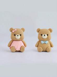 可爱泰迪熊蛋糕装饰饰品、婴儿洗礼蛋糕装饰、软橡胶娃娃装饰、泰迪熊生日蛋糕装饰、婴儿洗礼装饰、性别揭秘派对