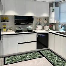 بساط أرضية مطبخ بنقوش زهرية، بطانية مضادة للزيت والانزلاق والسقوط، طول قابل للتخصيص