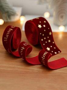 1卷圣诞天鹅绒丝带圣诞快乐字母麋鹿星2.18码天鹅绒圣诞丝带用于礼品包装圣诞树装饰工艺品花环用品家庭派对装饰配件