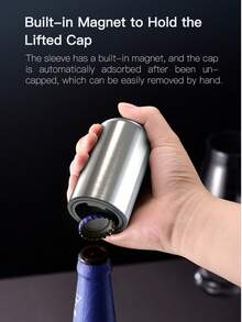 CLITON Stainless Steel Beer Bottle Opener, Automatic Push Down No Damage To Bottle Cap, Quick To Open Small Portable Bottle Cap Openers For Home Bars Picnic Camping Hiking,Wine Gifts For Men
