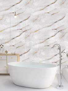 3 rotoli di carta da parati autoadesiva a motivo marmorizzato bianco, pannelli murali in schiuma di polietilene impermeabili e resistenti all'umidità, personalizzabili, adesivi murali rimovibili spessi per decorazione di cucina, soggiorno, doccia, camera da letto e bagno - Multicolore - Visualizzare 8