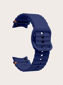 1pc Midnight Blue Silicone Contrast Stitching Wavy Design Smart Watch Band Compatible With Samsung Galaxy Watch 4/5/6/7 40mm/42mm/43mm/44mm/45mm/46mm/47mm/5 Pro