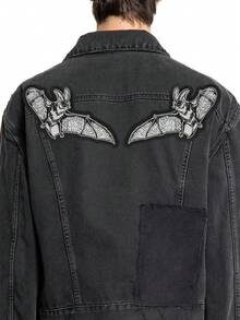 1 Pair Of Black & White Bat Patches – Punk & Gothic Style Embroidered Patches, Ideal For Decorating Jackets, Hats, Or Bags. Iron-On/Sew-On Design Available. - 彩色 - 查看 5