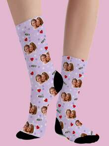 1pc Unisex With Customizable Face - Print Feature, For Personalized Fashion, Fun And Custom Style, Socks, Suitable For Daily Wear And Gifting Occasions