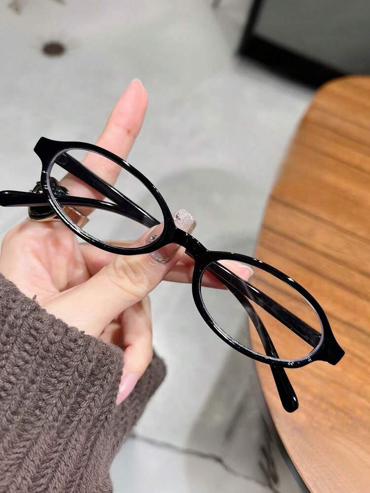 1pc Fashionable And Elegant Women Oval Eyeglasses Frame, Lightweight And Portable, Exquisite Design - Clear - View 14