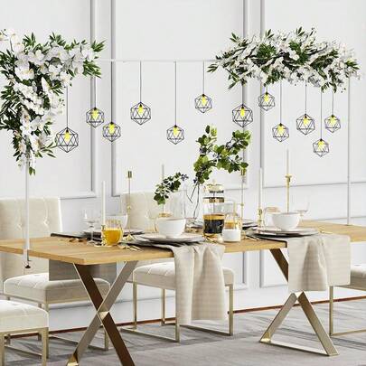 1 set verstelbare tafelboogstandaard met klem, witte metalen bloemenboog, multifunctionele metalen boog voor bruiloft, verjaardagsfeest, Halloween, kerstdecoratie (verpakt in een opvouwbare doos, inclusief montage-instructies)