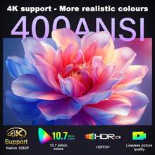 HD Smart Projector, Native 1080P, 8-Inch Smart Touch Screen, Supports 4K, WiFi 6, Android 12, Auto Focus, Auto Trigonometric Correction, 180° Rotating Gimbal, Desktop Mount, HD TV Output, Compatible With Phones, Laptops, TV Sticks, Wide Compatibility, Built-In Speakers, Perfect For Home Theater, Gaming Entertainment - UK Plug(220-240V) - View 6