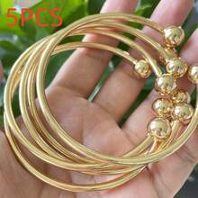 Retro Boho Thick West  Golden Bangles 10mm Ball Bangles Boho Stacking Bangles Handmade Bangles For Women Daily Holiday Jewelry Gifts For Her - Golden2 - 查看 2