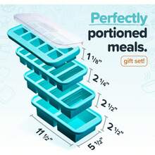 Silicone Freezer Molds Gift Set Trays With Lids - Meal Prep And Kitchen Essentials Bundle - 水藍色 - 查看 1