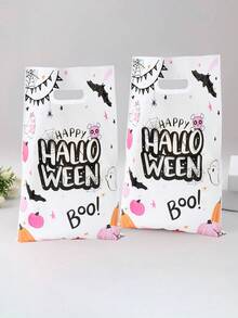 10/25/50Pcs Halloween Gift Bag With Handle,Pumpkin,Ghost,Bat Design Hand-Held Gift Wrapping Bag,Cute Halloween Gift Packaging Bag,Halloween Candy Bag,Halloween Snack Food Storage Bag,Halloween Party Favor Bag,Tote Bag,Trick Or Treat Decoration For Halloween,Halloween Party Decorations,Happy Halloween Decor,Festival Home Gathering Favors,Organization And Storage