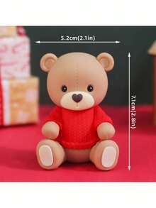 1 Set Or 1 Piece Christmas Teddy Bear Cake Decoration, Christmas Red Sweater Green Shirt Teddy Bear Ornament, Red And Green Striped Arch Gift Box Cake Decoration, Suitable For Baptism Birthday Cake Decoration, Christmas Theme Cake Decoration (Please Use With Tray Or Tube) - Multicolor - View 7