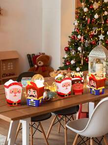 12 pezzi/1 pezzo Scatole per popcorn natalizi - 6 disegni, maglione brutto, pupazzo di neve, Babbo Natale, scatole di carta per regali di Natale a forma di elfo per popcorn, biscotti e dolcetti, forniture per regali di Natale, decorazioni natalizie, pigiami natalizi, regali di Natale, decorazioni natalizie