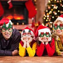 12pcs Christmas Glasses Frame Headband Santa Hat Reindeer Funny Gift Set, Christmas Student Costume Party Decoration Combo - Multicolor - View 6