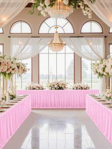 4pcs/1pc Pleated Solid Color Tableskirt, Suitable For Rectangular, Square, Round Tables, Ruffled Tablecloth, Wrinkle-Resistant And Easy To Clean, Applicable For Birthday Cake Table Decor, Banquet And Wedding Party, Bridal Shower, Various Party Celebrations