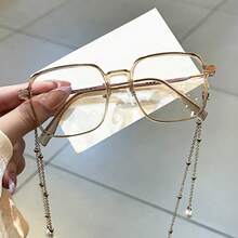 cabecade Gafas de lectura cuadradas grandes, montura de metal, gafas de lectura casuales, gafas de lectura para computadora, unisex, +1.0 a +4.0 - Transparente - Ver 8