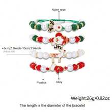 4pcs Elegant Christmas Charm Bracelet Set, Suitable For Women, Includes Adorable Santa Claus, Reindeer And Mitten Bead Decors, Holiday Gift, Party Accessory - Suitable For All Seasons