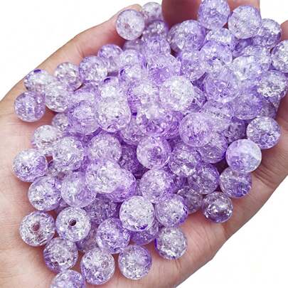 100pcs/200pcs 8mm Dual-Color Crackle Beads, Dual-Color Resin Beads For Handmade DIY Jewelry Making, Bracelets, Necklaces, Earrings, Vases, Wishing Bottles, Filler