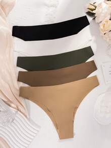 5 件装女士性感无缝比基尼内裤，舒适低腰内裤 - 彩色 - 查看 3